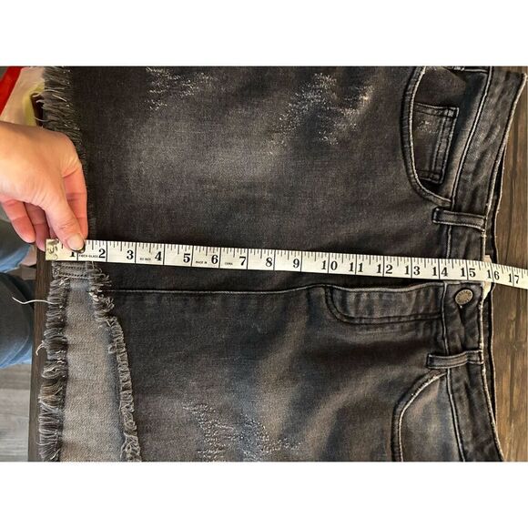 Zadig & Voltaire Black Denim Mini Skirt Size US 10 EU 40 Asymmetrical Raw Grunge - Picture 9 of 9